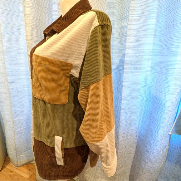 Stoosh Colorblock Corduroy Button-Up Shirt - XL - Picture 5 of 7
